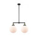 Franklin Restoration X-Large Beacon LED 25 inch Black Antique Brass Chandelier Ceiling Light in Matte White Glass, Franklin Restoration