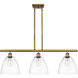 Ballston Ballston Dome 3 Light 36 inch Brushed Brass Island Light Ceiling Light in Clear Glass