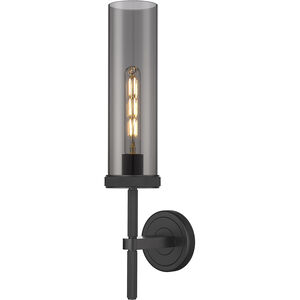 Lincoln 1 Light 3.5 inch Matte Black Sconce Wall Light in Plated Smoke Glass
