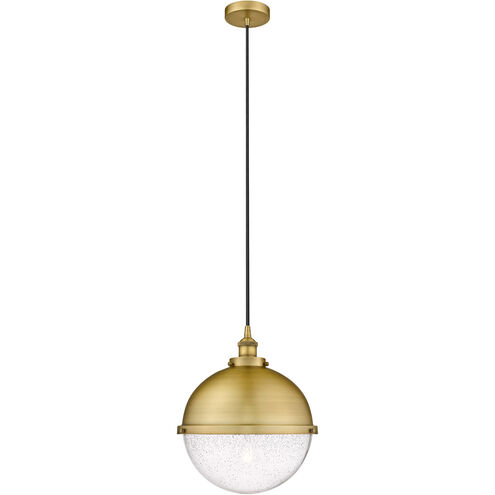 Edison Hampden LED 12.88 inch Brushed Brass Pendant Ceiling Light in Seedy Glass