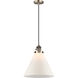 Franklin Restoration Cone 1 Light 12 inch Antique Brass Mini Pendant Ceiling Light in Incandescent, Matte White