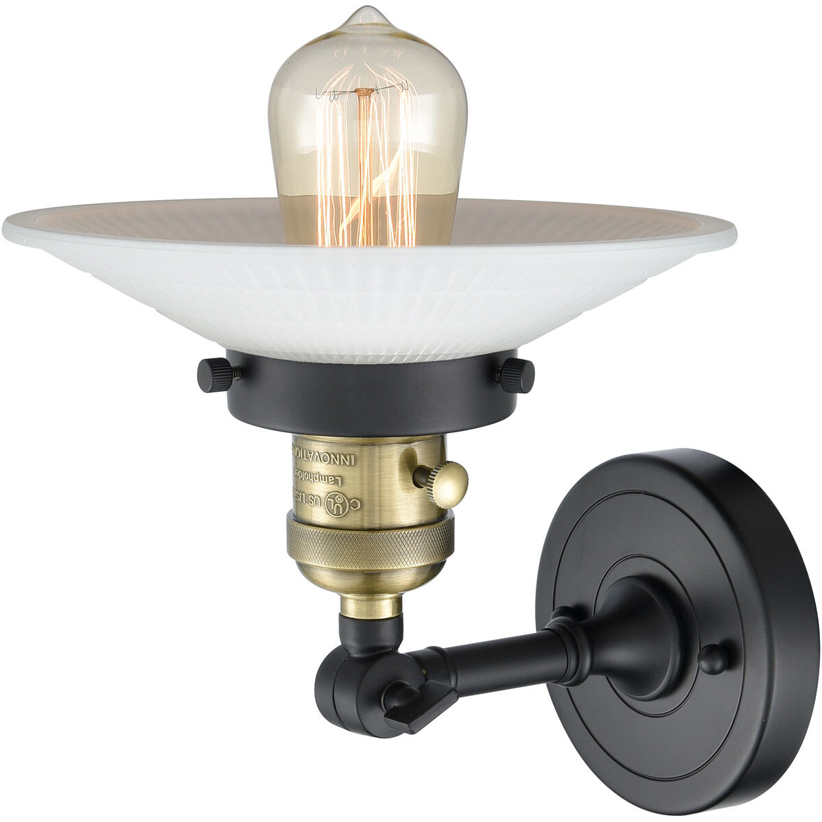Franklin Restoration Halophane LED 9 inch Black Antique Brass Sconce Wall Light, Franklin Restoration