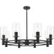Crown Point 8 Light 32 inch Matte Black Chandelier Ceiling Light in Seedy Glass