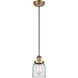Ballston Small Bell LED 5 inch Brushed Brass Mini Pendant Ceiling Light in Clear Glass, Black Textured