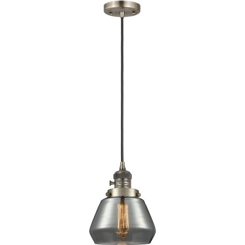 Franklin Restoration Fulton LED 7 inch Antique Brass Mini Pendant Ceiling Light in Plated Smoke