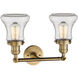 Franklin Restoration Bellmont 2 Light 17 inch Brushed Brass Bath Vanity Light Wall Light in Clear Glass, Franklin Restoration