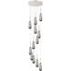 Milan 12 Light 23.63 inch Polished Nickel Multi Pendant Ceiling Light in Light Smoke Glass