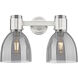 Lawton Bell 2 Light 15.5 inch Satin Nickel Bath Vanity Light Wall Light in Light Smoke Glass