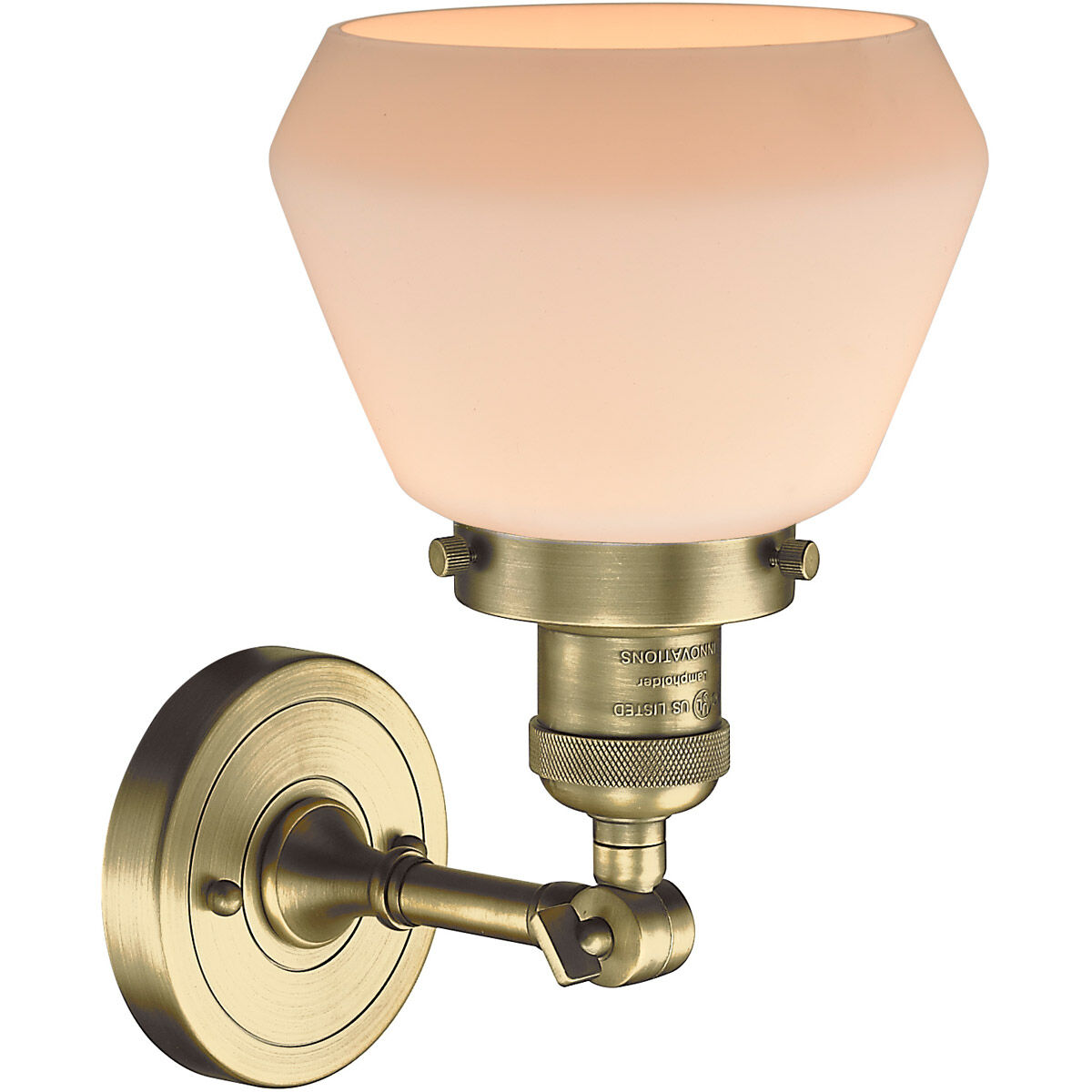Franklin Restoration Fulton 1 Light 7 inch Antique Brass Sconce Wall Light in Incandescent, Matte White Glass, Franklin Restoration