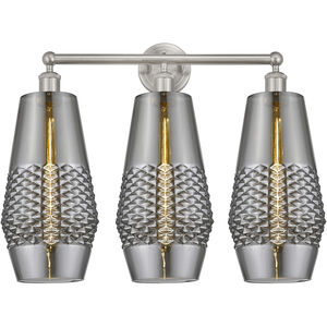 Windham 3 Light 25 inch Brushed Satin Nickel Bath Vanity Light Wall Light in Smoked Glass