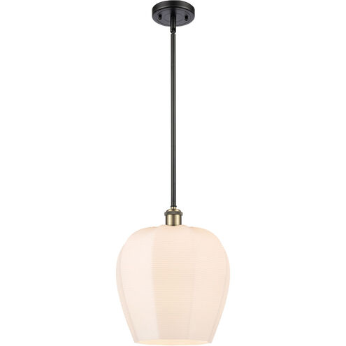 Ballston Norfolk LED 11.75 inch Black Antique Brass and Matte Black Mini Pendant Ceiling Light in Matte White Glass