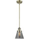 Franklin Restoration Cone LED 6 inch Antique Brass Mini Pendant Ceiling Light in Plated Smoke, Franklin Restoration