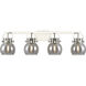 Pilaster II Sphere 4 Light 36.5 inch Polished Nickel Bath Vanity Light Wall Light in Plated Smoke Glass
