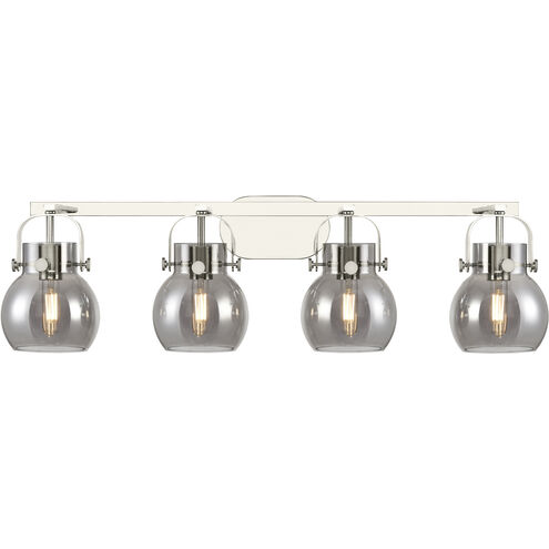 Pilaster II Sphere 4 Light 36.5 inch Polished Nickel Bath Vanity Light Wall Light in Plated Smoke Glass