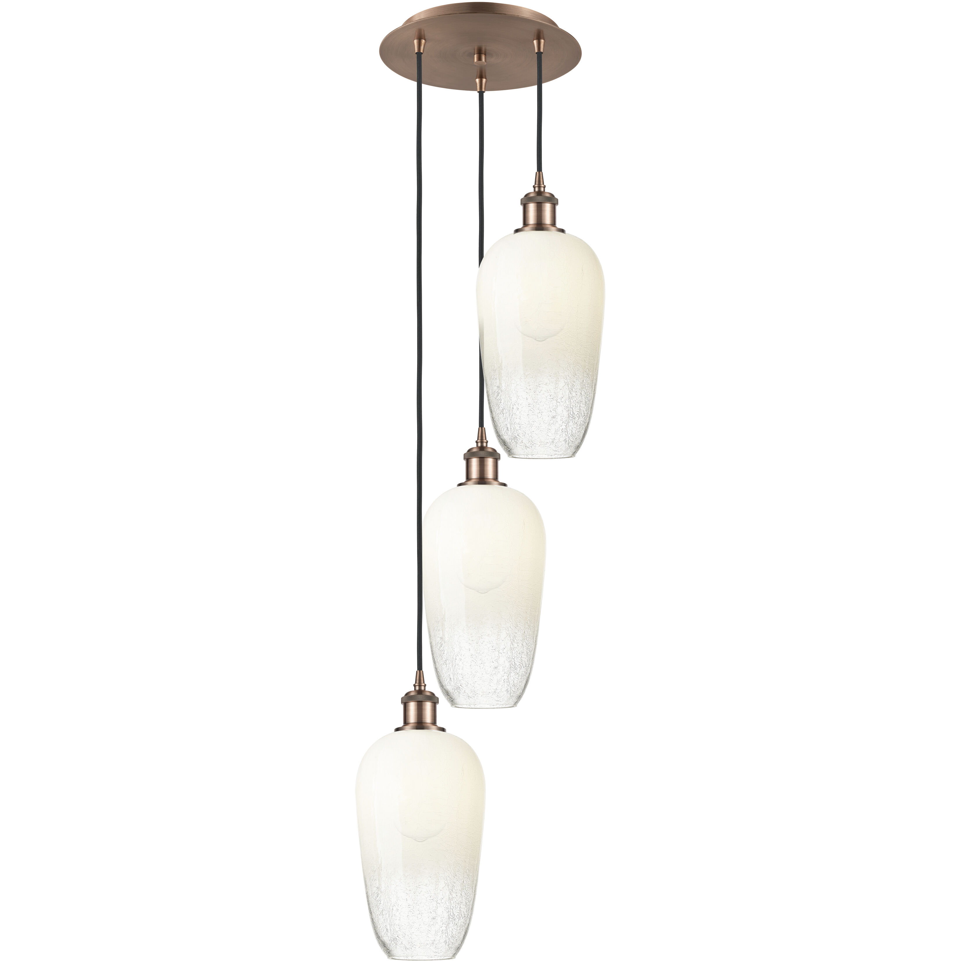 Ballston Brookhaven Flute 3 Light 13.5 inch Antique Copper Multi Pendant Ceiling Light in Opal Glass
