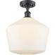 Ballston Cindyrella 1 Light 12 inch Matte Black Semi-Flush Mount Ceiling Light in Incandescent, Matte White Glass