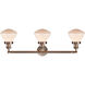 Franklin Restoration Olean 3 Light 31 inch Antique Copper Bath Vanity Light Wall Light in Matte White Glass, Franklin Restoration