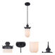 Austere Kingsbury LED 6 inch Matte Black Pendant Ceiling Light in Matte White Glass, Black Textured