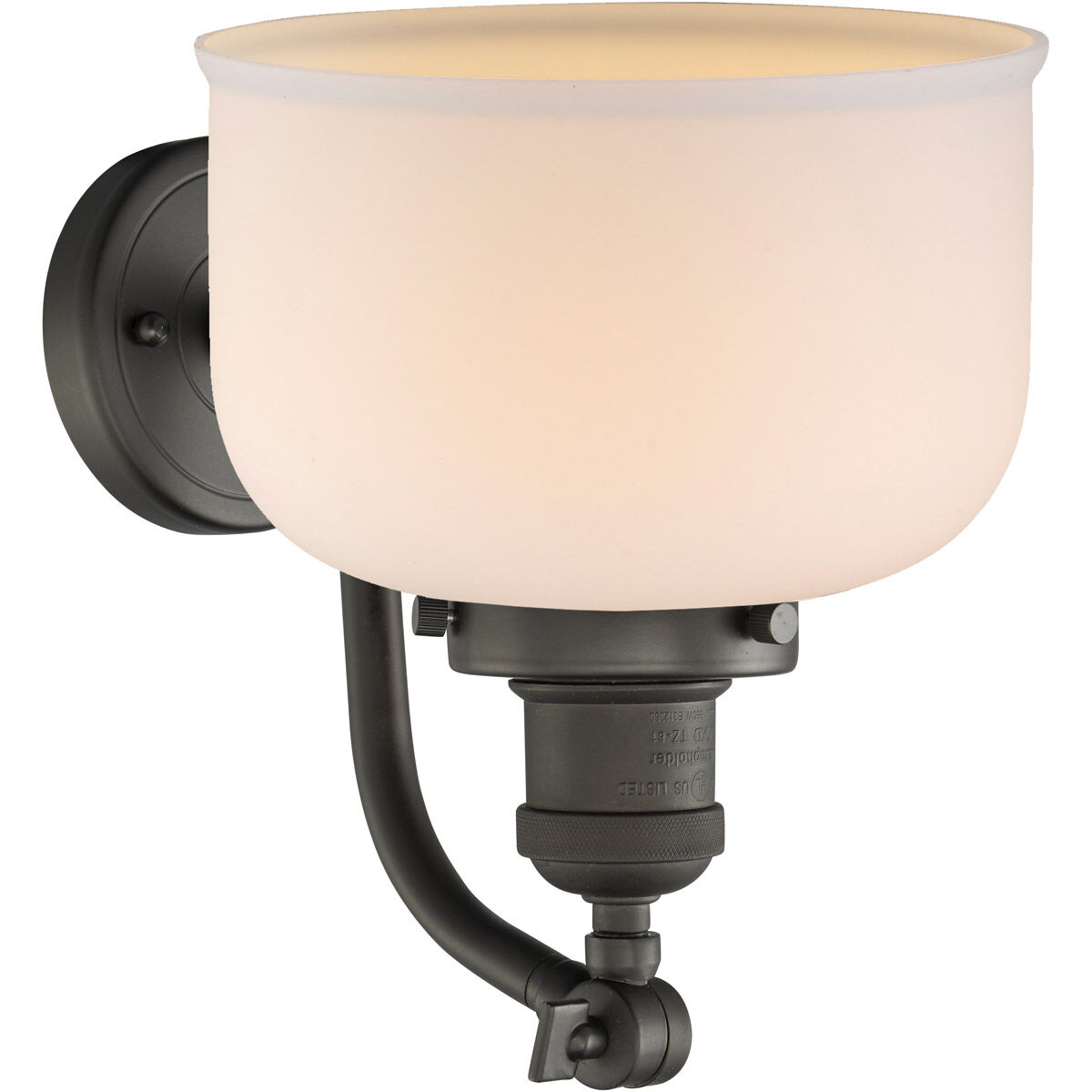 Franklin Restoration Large Bell LED 8 inch Oil Rubbed Bronze Sconce Wall Light in Matte White Glass, Franklin Restoration