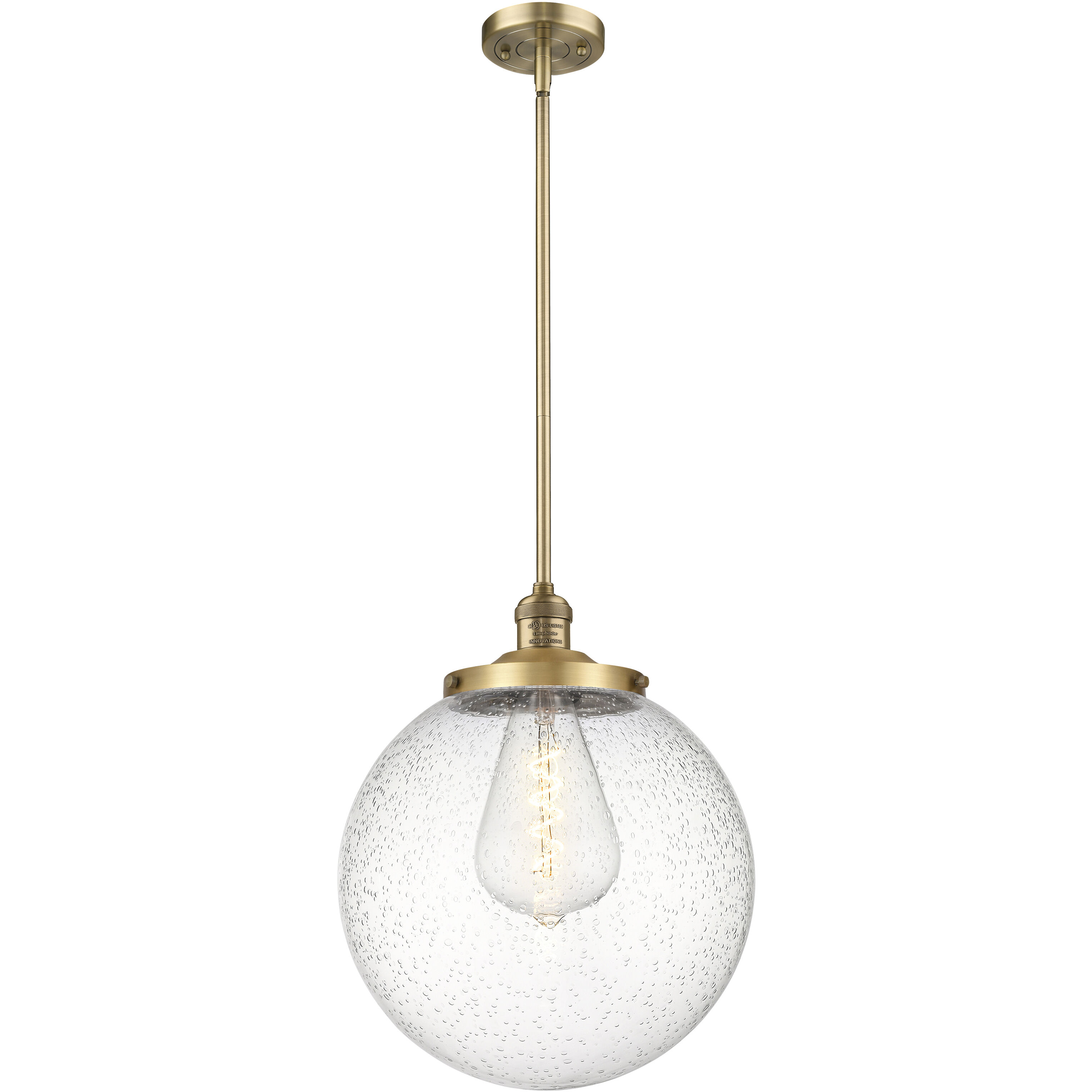 Franklin Restoration Beacon 1 Light 14 inch Brushed Brass Pendant Ceiling Light in Incandescent, Seedy