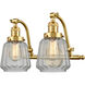 Franklin Restoration Chatham 2 Light 18 inch Satin Gold Bath Vanity Light Wall Light in Clear Glass, Franklin Restoration