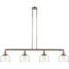 Franklin Restoration Bell LED 52.63 inch Polished Nickel Island Light Ceiling Light in Clear Deco Swirl Glass