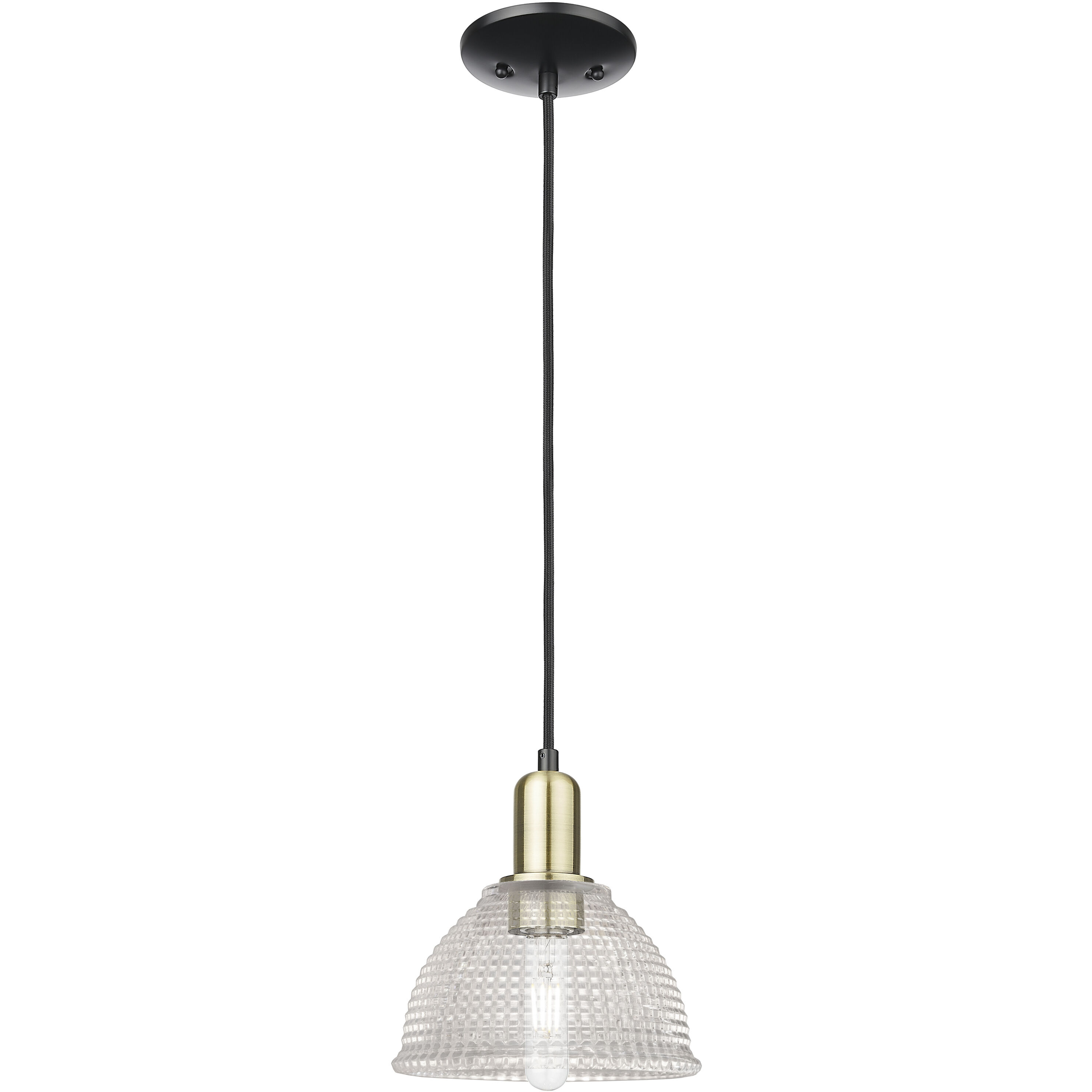 Arcadia Arietta 1 Light 8 inch Black Antique Brass Mini Pendant Ceiling Light