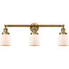 Franklin Restoration Small Bell 3 Light 30 inch Brushed Brass Bath Vanity Light Wall Light in Matte White Glass, Franklin Restoration