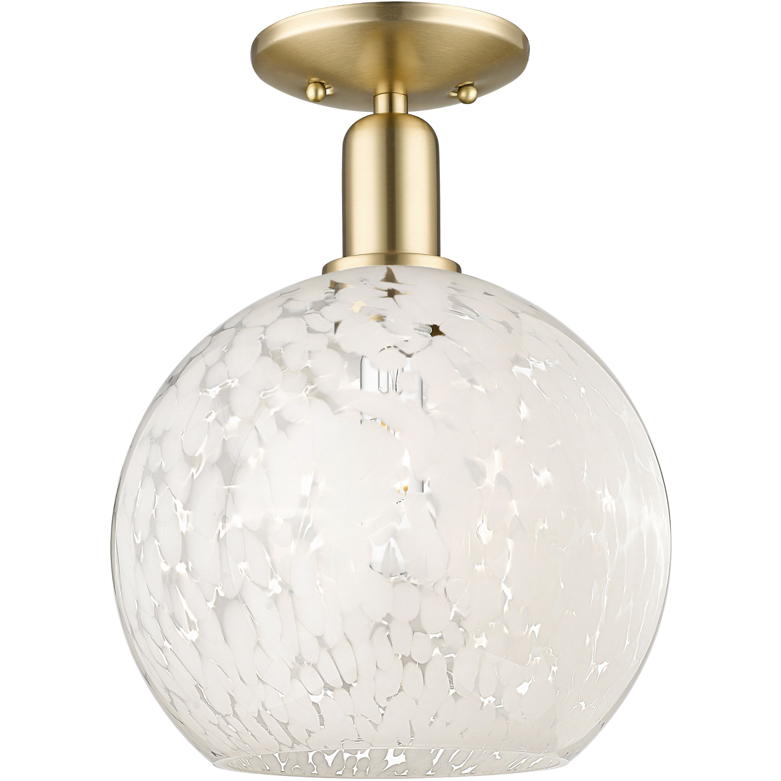 Arcadia White Mouchette 1 Light 10 inch Champagne Bronze Semi-Flush Mount Ceiling Light