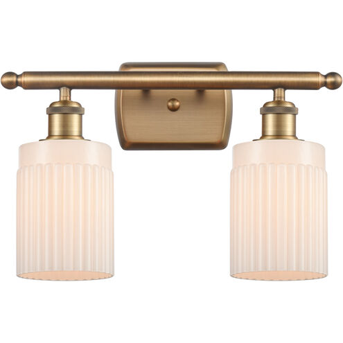 Ballston Hadley 2 Light 16 inch Brushed Brass Bath Vanity Light Wall Light in Matte White Glass, Ballston