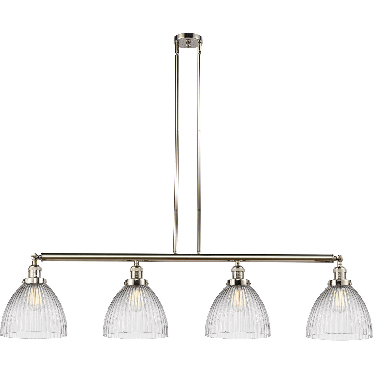 Franklin Restoration Seneca Falls 4 Light 51 inch Polished Nickel Island Light Ceiling Light, Franklin Restoration