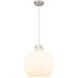 Newton Sphere 1 Light 18 inch Satin Nickel Pendant Ceiling Light in Matte White Glass