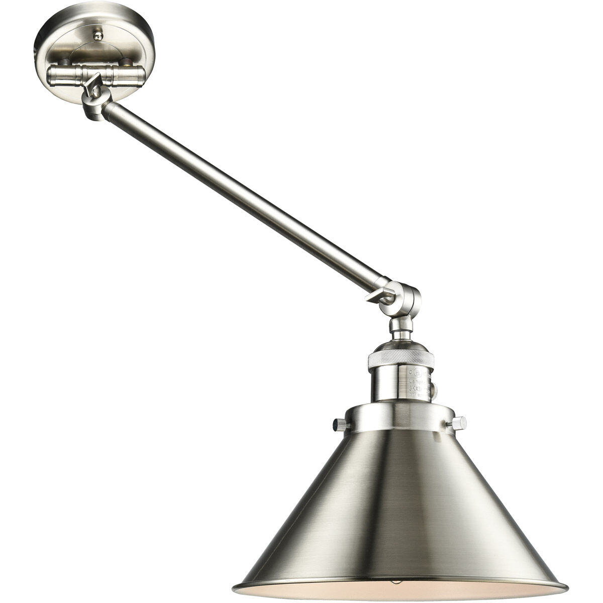 Briarcliff 21 inch 60.00 watt Satin Nickel Swing Arm Wall Light, Franklin Restoration