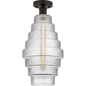 Edison Cascade LED 8 inch Oil Rubbed Bronze Semi-Flush Mount Ceiling Light in Clear Glass