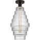Edison Cascade LED 8 inch Oil Rubbed Bronze Semi-Flush Mount Ceiling Light in Clear Glass