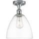 Edison Bristol Glass 1 Light 9 inch Polished Chrome Semi-Flush Mount Ceiling Light in Clear Glass