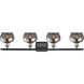 Ballston Fenton 4 Light 36 inch Black Antique Brass Bath Vanity Light Wall Light in Plated Smoke Glass, Ballston