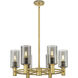 Crown Point 6 Light 24 inch Brushed Brass Chandelier Ceiling Light in Plated Smoke Glass