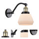 Franklin Restoration Fulton 1 Light 7 inch Black Antique Brass Sconce Wall Light in Matte White Glass, Franklin Restoration