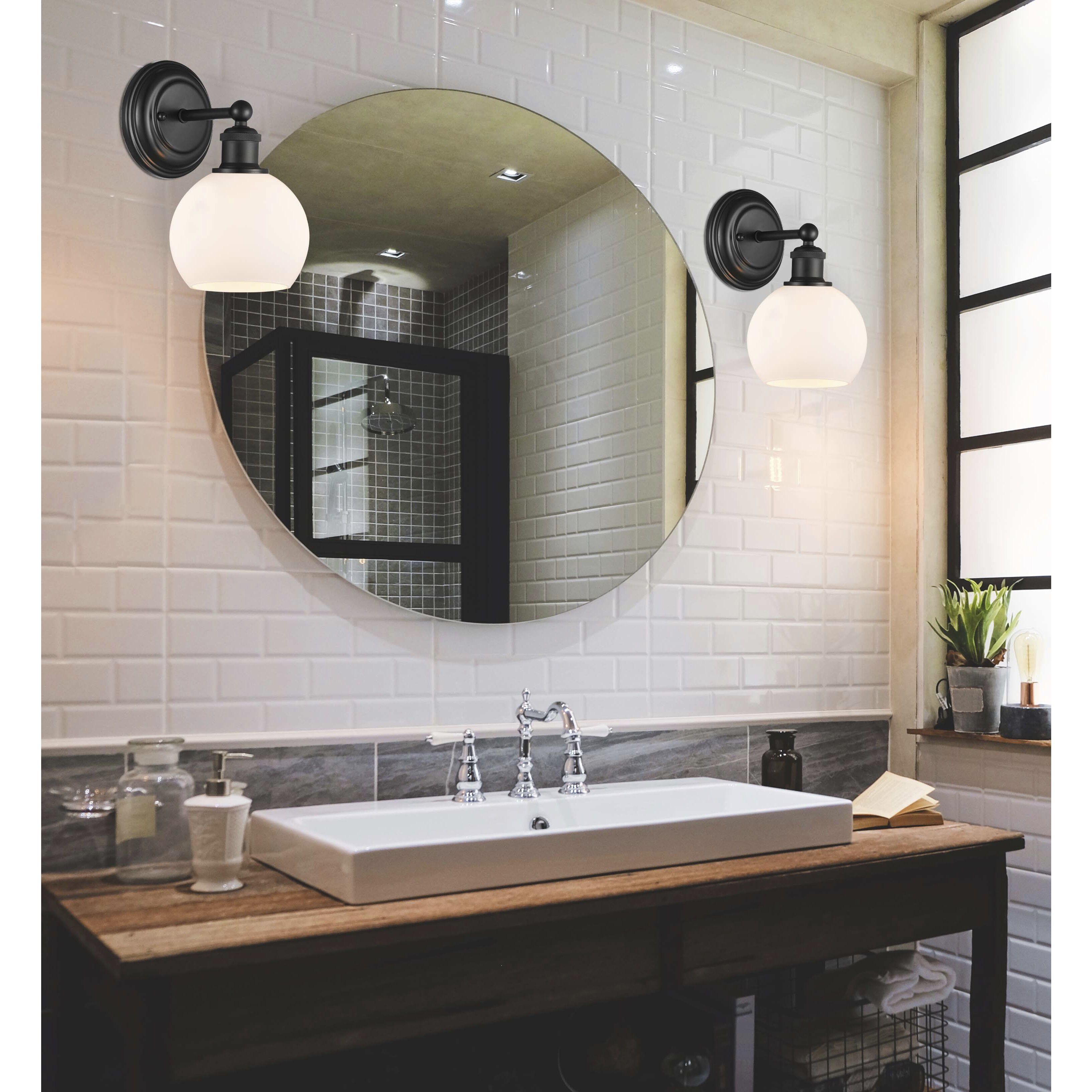 Concord LED 6 inch Matte Black Sconce Wall Light in Matte White Glass