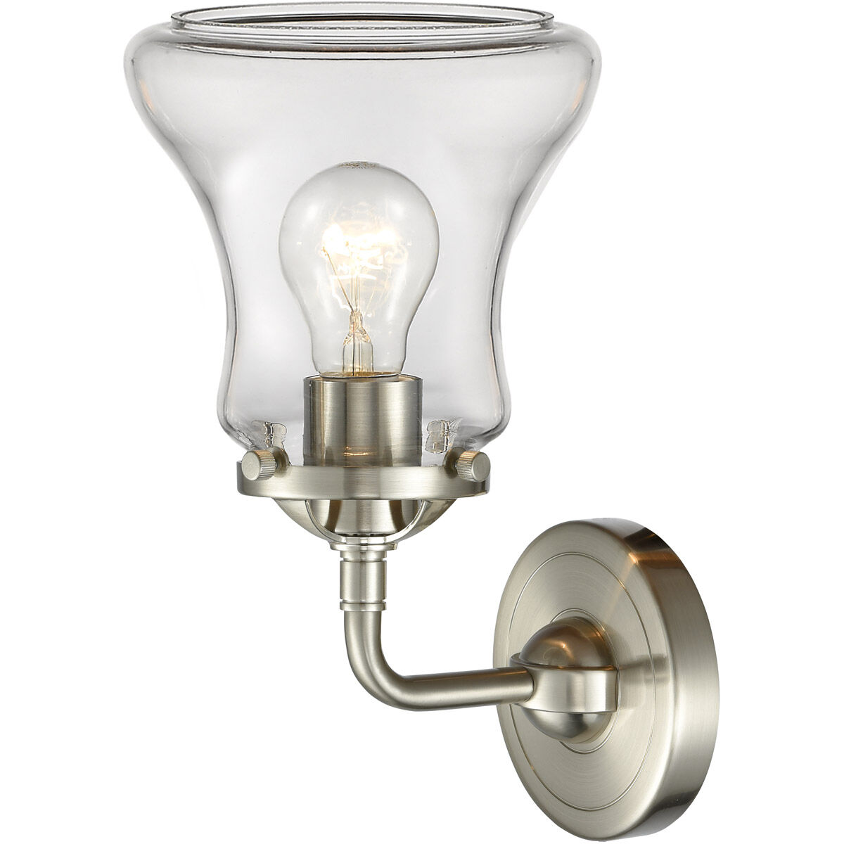 Nouveau Bellmont 1 Light 6 inch Brushed Satin Nickel Sconce Wall Light in Clear Glass, Nouveau