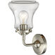 Nouveau Bellmont LED 6 inch Brushed Satin Nickel Sconce Wall Light in Clear Glass, Nouveau