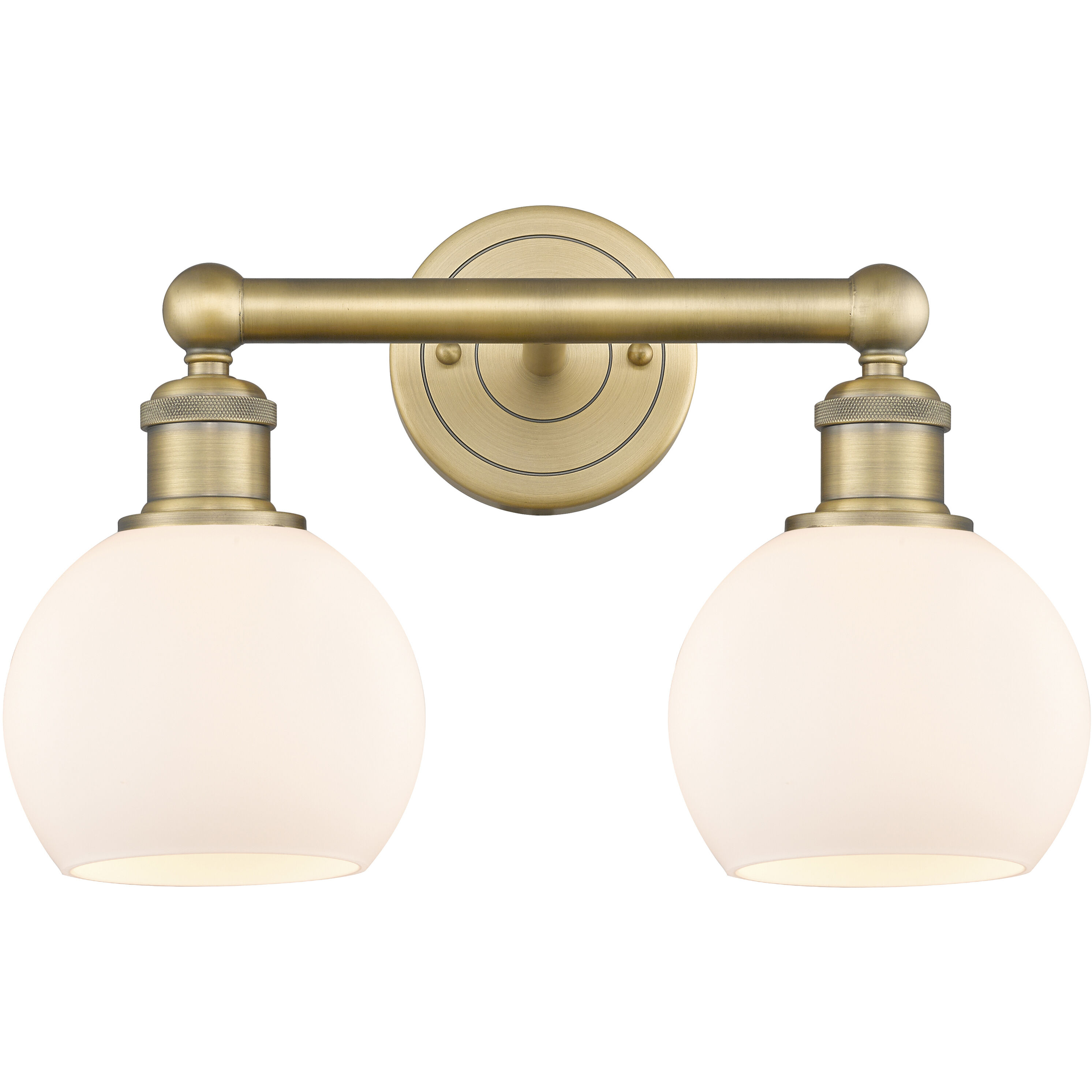 Athens 2 Light 15 inch Brushed Brass Bath Vanity Light Wall Light in Matte White