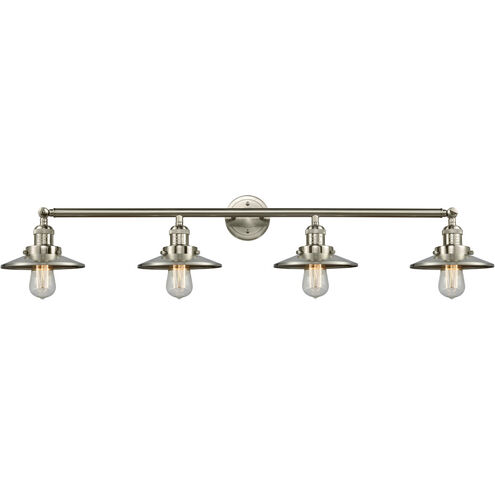 Franklin Restoration Railroad 4 Light 44 inch Brushed Satin Nickel Bath Vanity Light Wall Light, Franklin Restoration