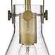 Newton Cone 3 Light 19.63 inch Brushed Brass Flush Mount Ceiling Light in Seedy Glass
