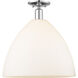 Arcadia Bristol 1 Light 16 inch Polished Chrome Semi-Flush Mount Ceiling Light in Matte White