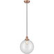 Edison Beacon 1 Light 12 inch Antique Copper Mini Pendant Ceiling Light