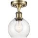 Ballston Athens 1 Light 6 inch Antique Brass Semi-Flush Mount Ceiling Light in Seedy Glass
