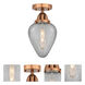 Nouveau 2 Geneseo 1 Light 7 inch Antique Copper Semi-Flush Mount Ceiling Light