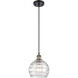 Ballston Deco Swirl LED 8 inch Black Antique Brass Mini Pendant Ceiling Light in Black Textured, Ballston